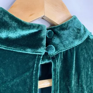 Reformation BURGUNDY green velvet mock neck long sleeve wrap mini dress size 6 thumbnail 12