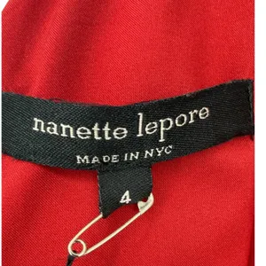 NWT Nanette Lepore Women's Scarlet Red Lace Up V-Neck Satin Sheath Dress Size 4 thumbnail 3