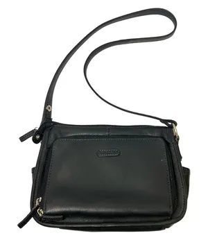 Vintage Fossil Black Leather Shoulder Bag thumbnail 1
