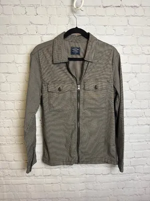 Abercrombie & Fitch full zip lightweight unisex jacket Small grey black retro thumbnail 2