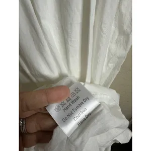 O.P.T Daphne Smocked Square Neck Puff Sleeve Cotton Dress size L Midi White thumbnail 10