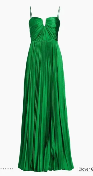 ML Monique Lhuillier Hammered Satin Charmeuse Pleated Gown thumbnail 1