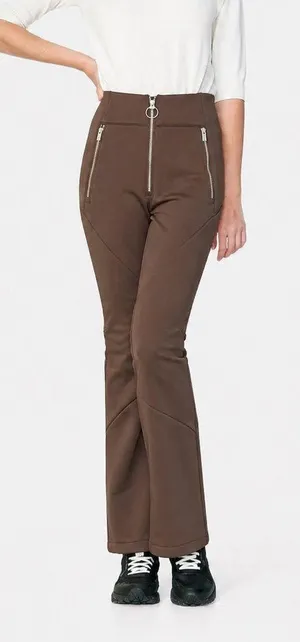 HOLDEN High Waisted Softshell Pants Brown Flare Ski Snow Winter Zip Leg. Size S thumbnail 1