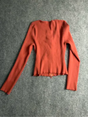 Active USA Woman’s Large stretchy Brick Red Zip-Up Sweater and under shirt thumbnail 5