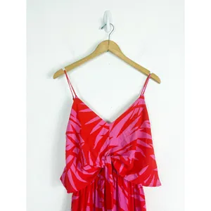 Vici Pink Red Tropical Print Maxi Dress Small Sleeveless Beach Vacation thumbnail 5