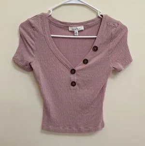Love Tree Forever‎ 21 Blush Crop Tee Shirt Top Size Medium M Pink thumbnail 1