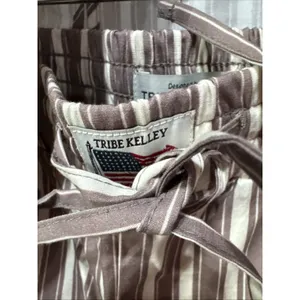 Tribe Kelley GRAYTon Tank Wide Leg Pant Summer Set Mocha Stripe cotton W XL thumbnail 8