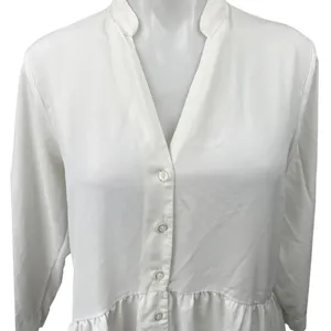 Dorothy Perkins White V-Neck Button Down Peplum Top Tunic Shirt Blouse Size 8 thumbnail 3