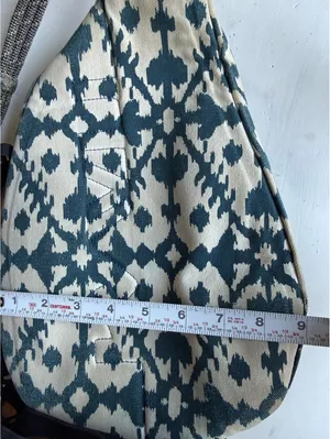 Kavu Canvas Sling Bag with Blue and Cream Ikat Pattern thumbnail 5