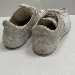 Converse One Star Shoes Womens 9 White‎ Leather Animal Print Glitter Sneakers thumbnail 3