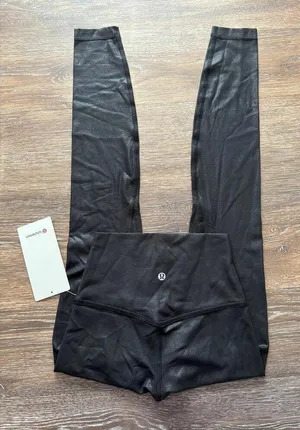 Lululemon Align High Rise 28” Shine Radiate Foil Black Size 2 NWT thumbnail 1