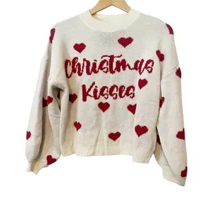 Missguided Cream and Red Christmas‎ Kisses Holiday Crewneck Pullover Sweater 6/8 thumbnail 2