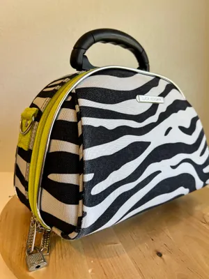 Luca Vergani Zebra Animal Print Top Handle Make up Case Medium Tote Bag thumbnail 1