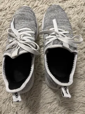 adidas Cloudfoam Sneakers Women’s Size 6.5 Grey and White Knit Lace-Up Sneakers thumbnail 13