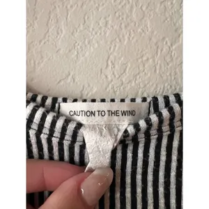 Caution to the Wind Striped Ribbed Boxy Sweater Black White thumbnail 2