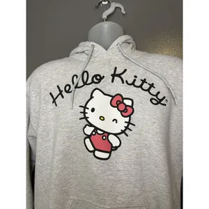 Hello Kitty Hoodie Sweatshirt Womens Small Gray Graphic Pullover Fleece Kawaii thumbnail 2