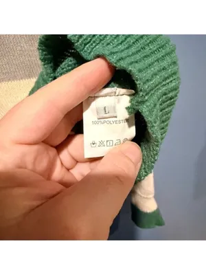Large Striped Polyester Sweater in Green and Cream thumbnail 3