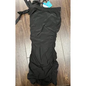 NWT Symphony Black Ruched Halter Bodycon Dress Snake Textured‎ Panel Size M thumbnail 3