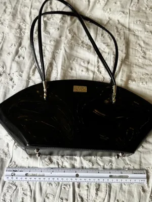 Beijo Black Patent Dome Shoulder Bag with Gold Plaque thumbnail 4