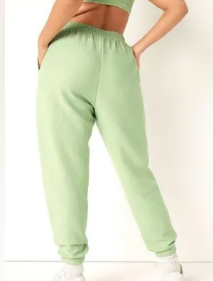 Green ribbed Fleece High Waist Jogger thumbnail 2