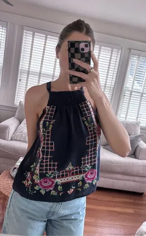 Free People Embroidered Floral Blouse | Size M thumbnail 1