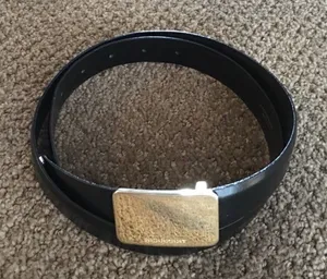 Burberry Black Leather with Gold Plaque Belt thumbnail 1