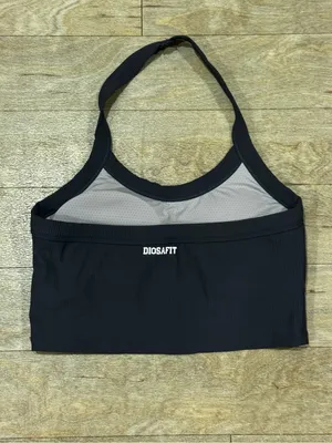 Diosa Fit Ribbed Halter Sports Bra Dark Grey Size Medium thumbnail 2