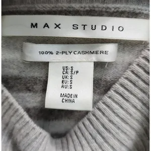 Max Studio 100% Cashmere Striped Mock‎ Neck Sweater Womens Small thumbnail 3