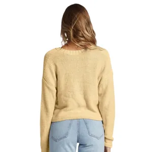 Billabong Womens Henley Sweater Butter Yellow Slouchy Knit Beachy Coastal Large thumbnail 9