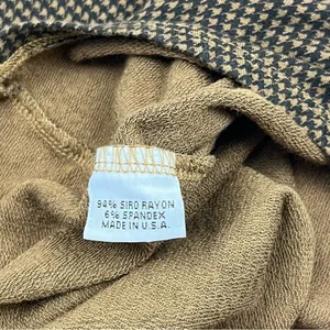 Bryn Walker Top Large Brown Houndstooth Jersey Knit Boat Neck Oversized‎ Tunic thumbnail 4