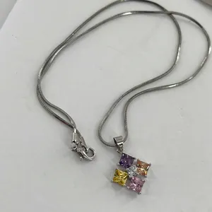Boutique Sterling silver CZ pendant necklace. thumbnail 4