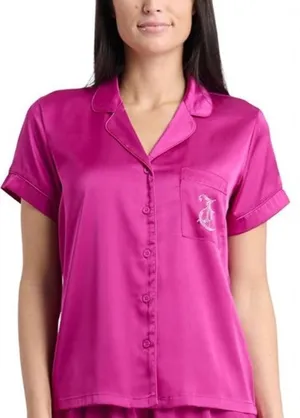 Juicy Couture pink satin pajama shirt size S thumbnail 1