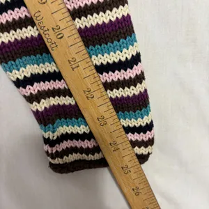 Striped Chunky Knit Turtleneck Sweater Earthy Rolled‎ Edges Cottage Casual Sz M thumbnail 6