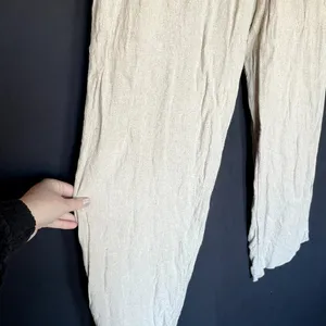 a new day linen blend tan wide leg pleated front‎ pants women's size 4 trousers thumbnail 4