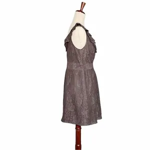 Anthropologie Maeve Dress Women's Size Small Y2K Gray Lace Ruffle Short Sundress thumbnail 5