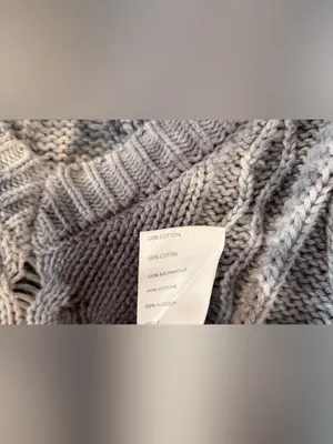 Anthropologie Pilcro Joni Blue Gray Tie Dye Cable Knit V Neck Sweater Size XS thumbnail 3