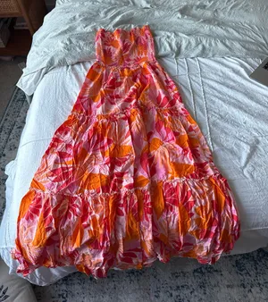 Strapless Maxi Dress Size Large Orange thumbnail 1