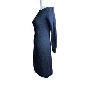 Ralph Lauren Black Label Cashmere Cable-Knit Sweater Dress Size M thumbnail 5