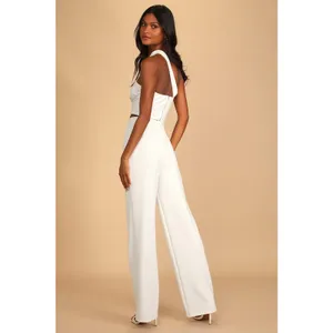 NWT Lulus Flaunt It Like That White One-Shoulder Two-Piece Jumpsuit Party Size M thumbnail 3