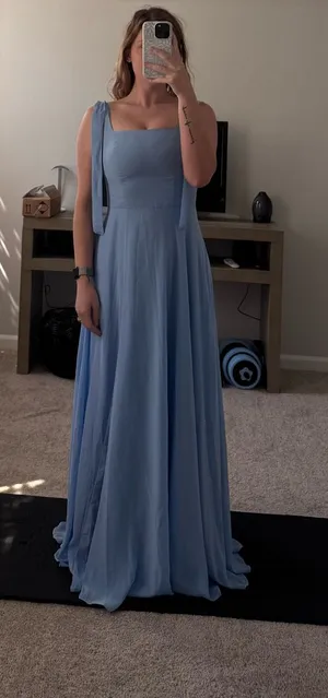JJ's House Yaxeni Light Blue A-Line Square Chiffon Dress #302682 thumbnail 1