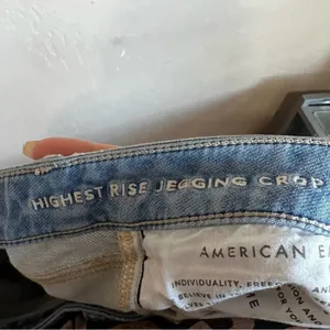 AEO Next Level Stretch Highest Rise Jegging‎ Crop Raw Hem Denim Jeans thumbnail 9