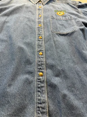Vintage Green Bay Packers Lee Sport Women’s Denim Button-Up Shirt Size L thumbnail 5