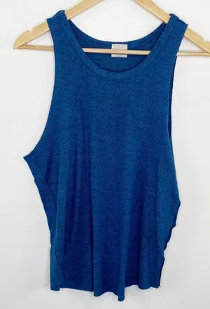 Free People‎ We The Free Blue Cut Off Tank Top Womens XS Marled Summer Basic thumbnail 1