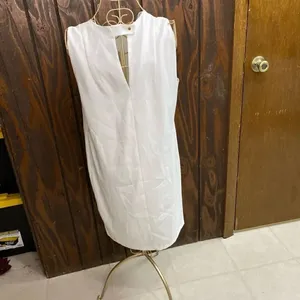 Zara Basic Sleeveless Shift Dress NWT Size M White thumbnail 6