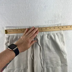 Quince S Small SuperSoft Fleece Cropped Wide Leg Pants Drawstring Off-White thumbnail 11