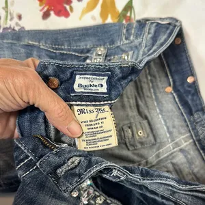 Miss Me Blue Cropped Jeans with Rhinestone Embellishments thumbnail 7