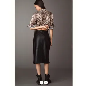 Anthropologie Maeve Faux Leather Wrap Midi Skirt thumbnail 3