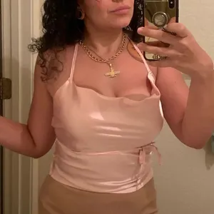 Silky baby pink spaghetti strappy top size M thumbnail 5