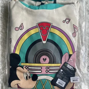 Disney Loungefly Mickey & Minnie Date Night Diner Jukebox Unisex Hoodie Large thumbnail 2