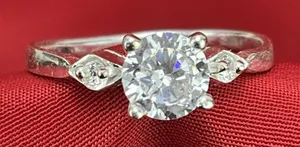 Oval Cut Cz Vintage Solitaire Engagement Ring‎ Size 8 In 925 Silver thumbnail 1